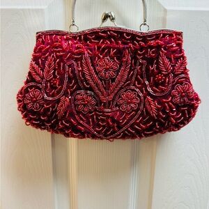 Elegant Red Beaded Clutch